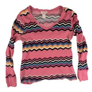OP Y2K Pink Chevron Long Sleeve Top Size 2xl 2000s 2010s